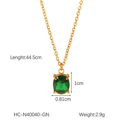 Wholesale Jewelry IG Style Simple Style Shiny Quadrilateral 304 Stainless Steel Titanium Steel Zircon 18K Gold Plated Pendant Necklace cable chain