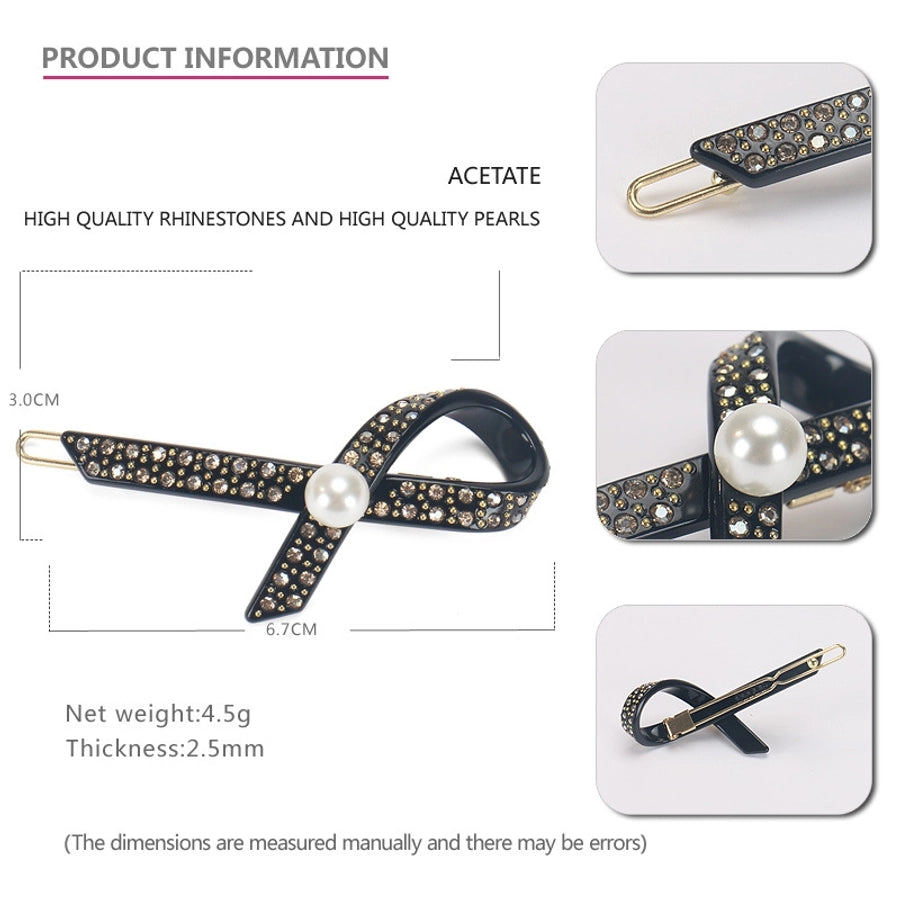Women's Elegant Lady Streetwear Geometric Acetic acid sheets Criss Cross Rhinestones Hair Clip