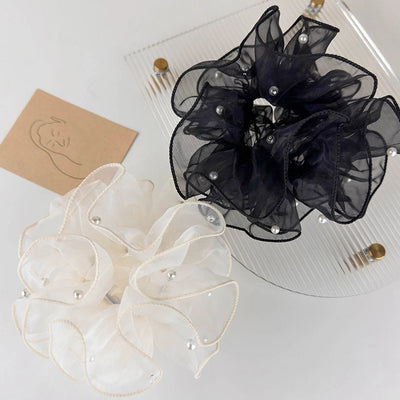 Women's Casual Simple Style Geometric Imitation Pearl Gauze Hair Tie