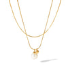 Jewelry IG Style Classic Style Round 304 Stainless Steel Titanium Steel 18K Gold Plated Double Layer Necklaces