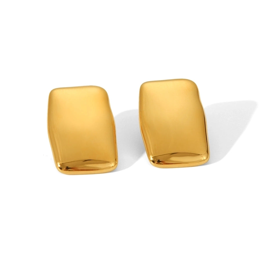 1 Piece IG Style Exaggerated Round Rectangle Plating Inlay 304 Stainless Steel Rhinestones 18K Gold Plated Ear Studs