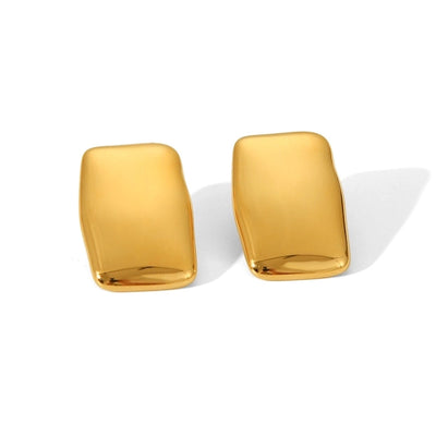 1 Piece IG Style Exaggerated Round Rectangle Plating Inlay 304 Stainless Steel Rhinestones 18K Gold Plated Ear Studs
