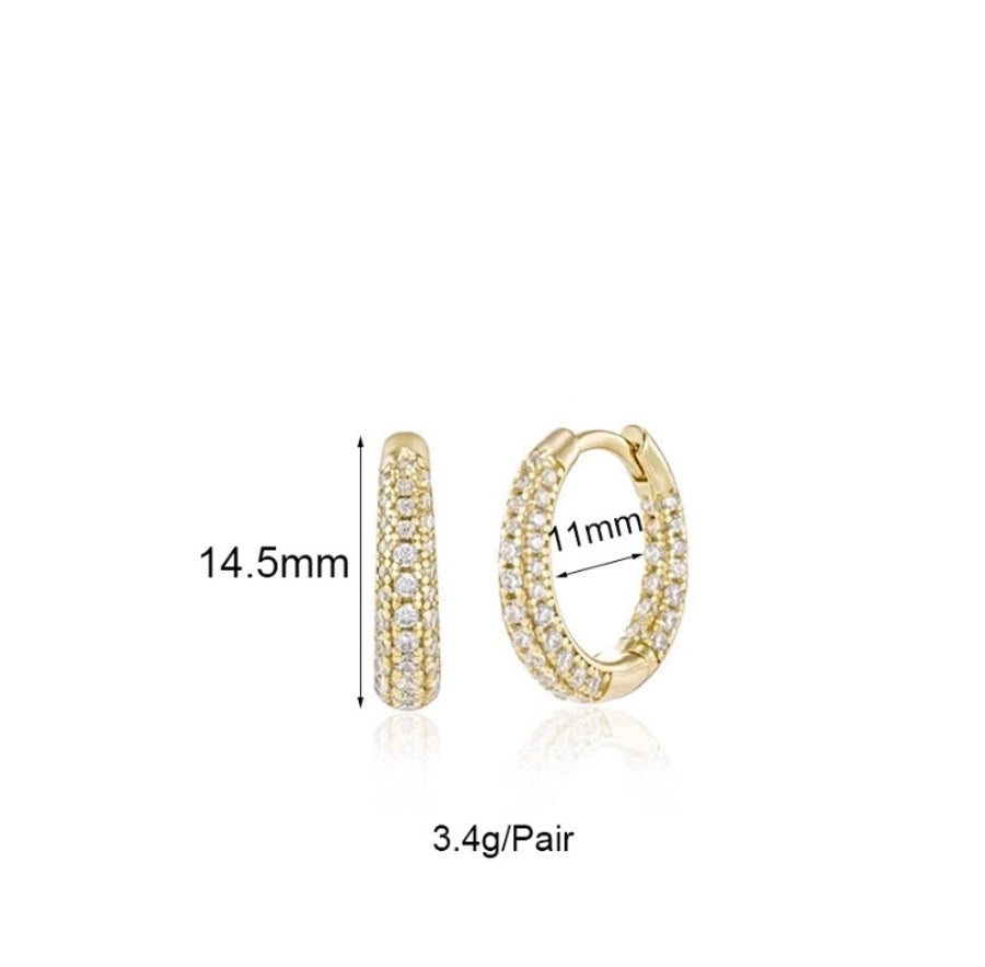 1 Pair IG Style Simple Style Geometric Inlay Copper Zircon Gold Plated Earrings