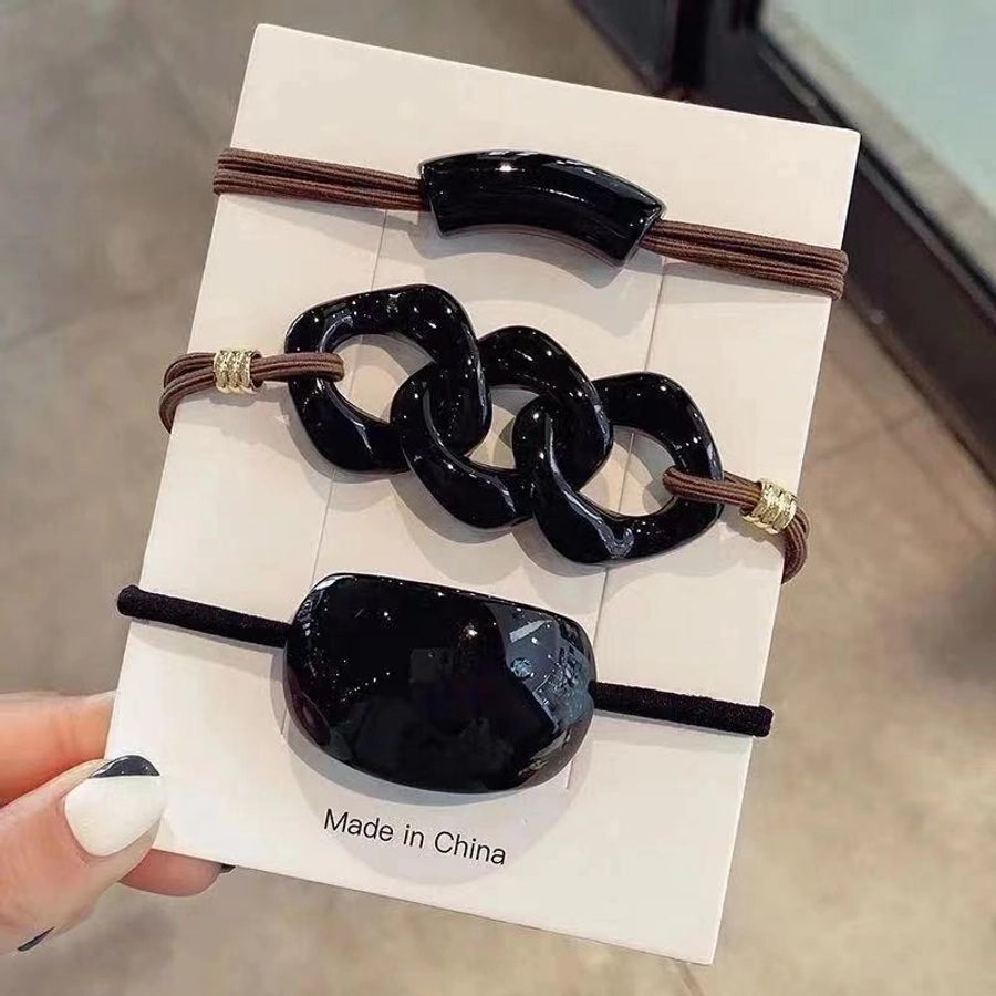 simple style solid color plastic resin hair tie 1 set