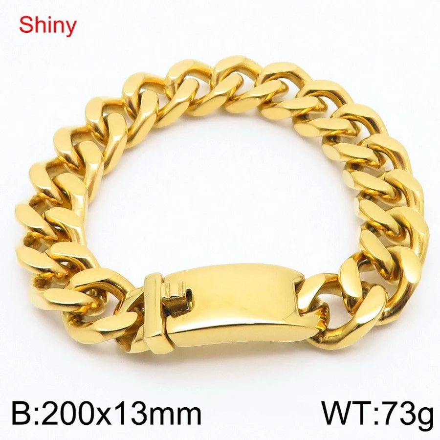 Fashion Minimalist Atmospheric Stainless Steel Cuban Link Chain Bracelet Necklace