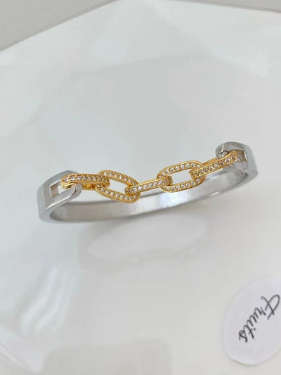 Jewelry Vintage Style Geometric Copper Zircon Mixed Metal Plating Bangle