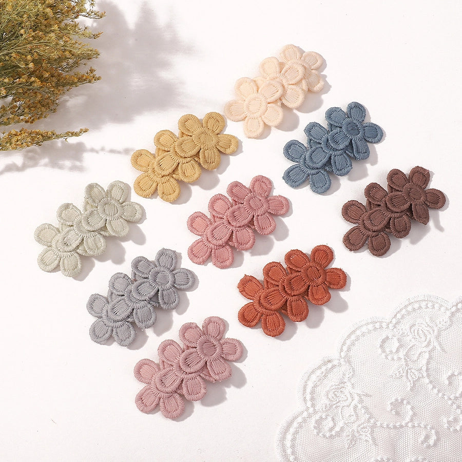 SUNFLOWER Embroidered Flower Children's Hair Accessories BB Clip Autumn and Winter Bang Clip Fabric Handmade Hair Clips 4204