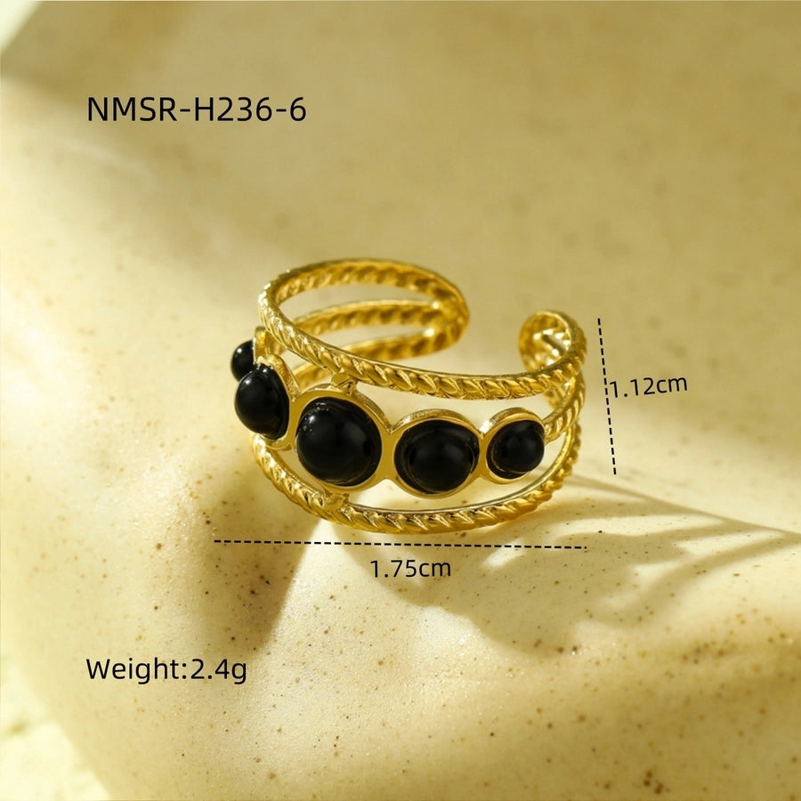 Jewelry Casual Simple Style Geometric 304 Stainless Steel Natural Stone Plating Open Rings