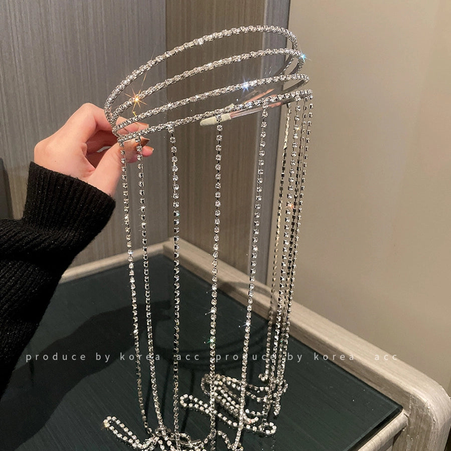 fashion geometric alloy tassel rhinestones hair band