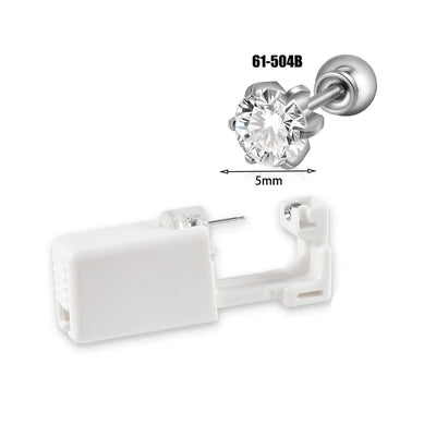 1 Piece Hawaiian Tropical Round Flower Butterfly Inlay 316 Stainless Steel  Zircon 24K Gold Plated Cartilage earrings