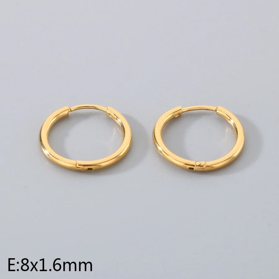 1 Pair Simple Style Round 304 Stainless Steel 18K Gold Plated Earrings