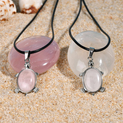 Elegant Simple Style Animal natural stone Leather rope Natural Stone  Pendant Necklace In Bulk