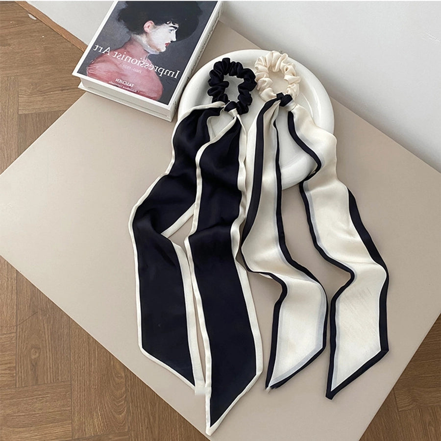 imported hair accessories simple sweet black and white bow hair band hair tie silk scarf headband temperament ribbon hair ring