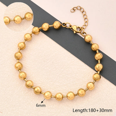 Casual Simple Style Round Oval Solid Color 304 Stainless Steel 18K Gold Plated Bracelets In Bulk