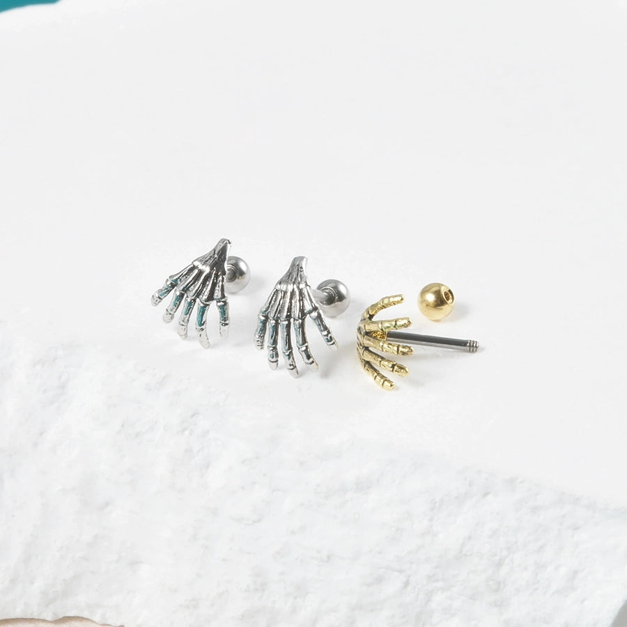 1 Piece Lip Rings Casual Elegant Vacation Ghost Hand 304 Stainless Steel 18K Gold Plated Ear Cartilage Rings & Studs