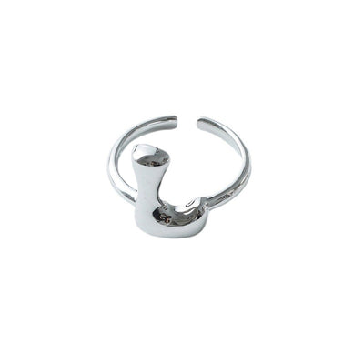 Copper Brass 18K Gold Plated Letter Open Rings