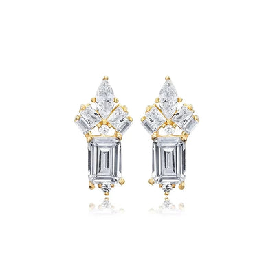 1 Pair Casual Elegant Geometric Copper Zircon Drop Earrings Ear Studs