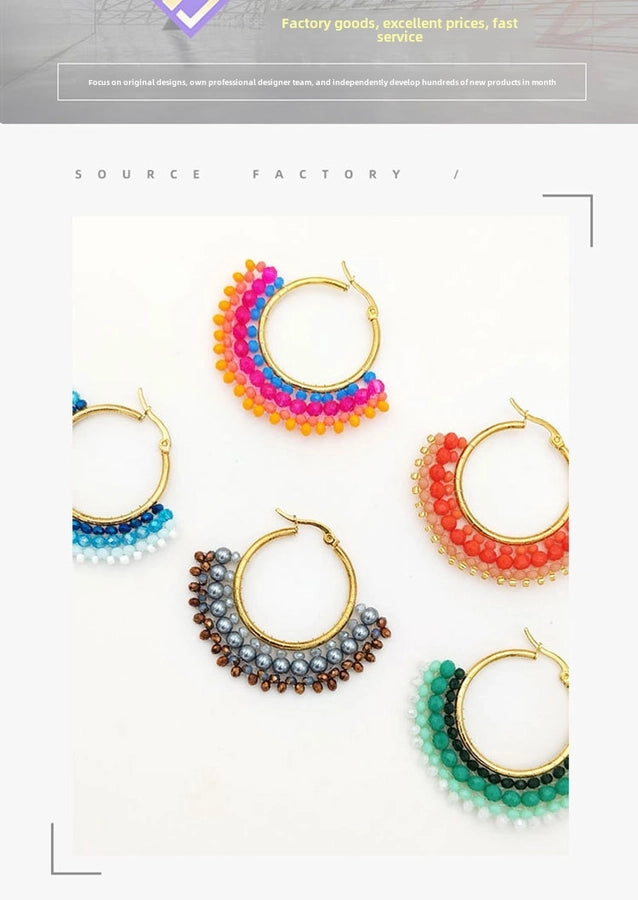 exclusive for  famous fan-shaped earrings original handmade beaded earrings  jewelry manufacturers supply