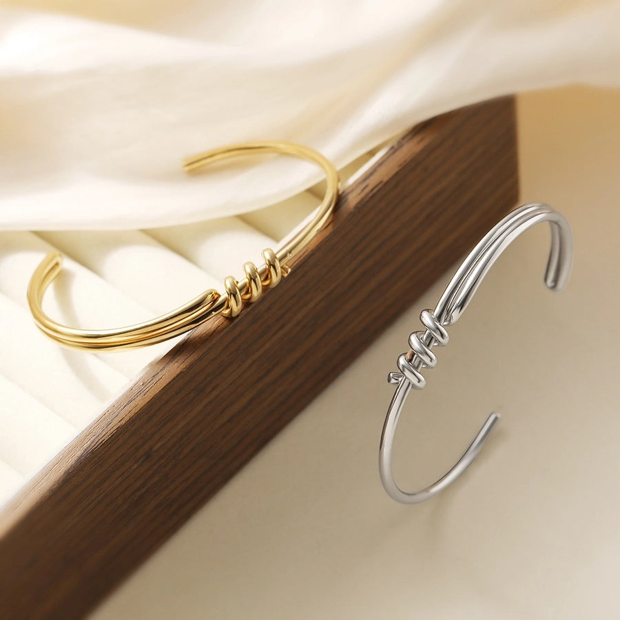 Retro Simple Style Commute Geometric 304 Stainless Steel Cuff Bracelets In Bulk