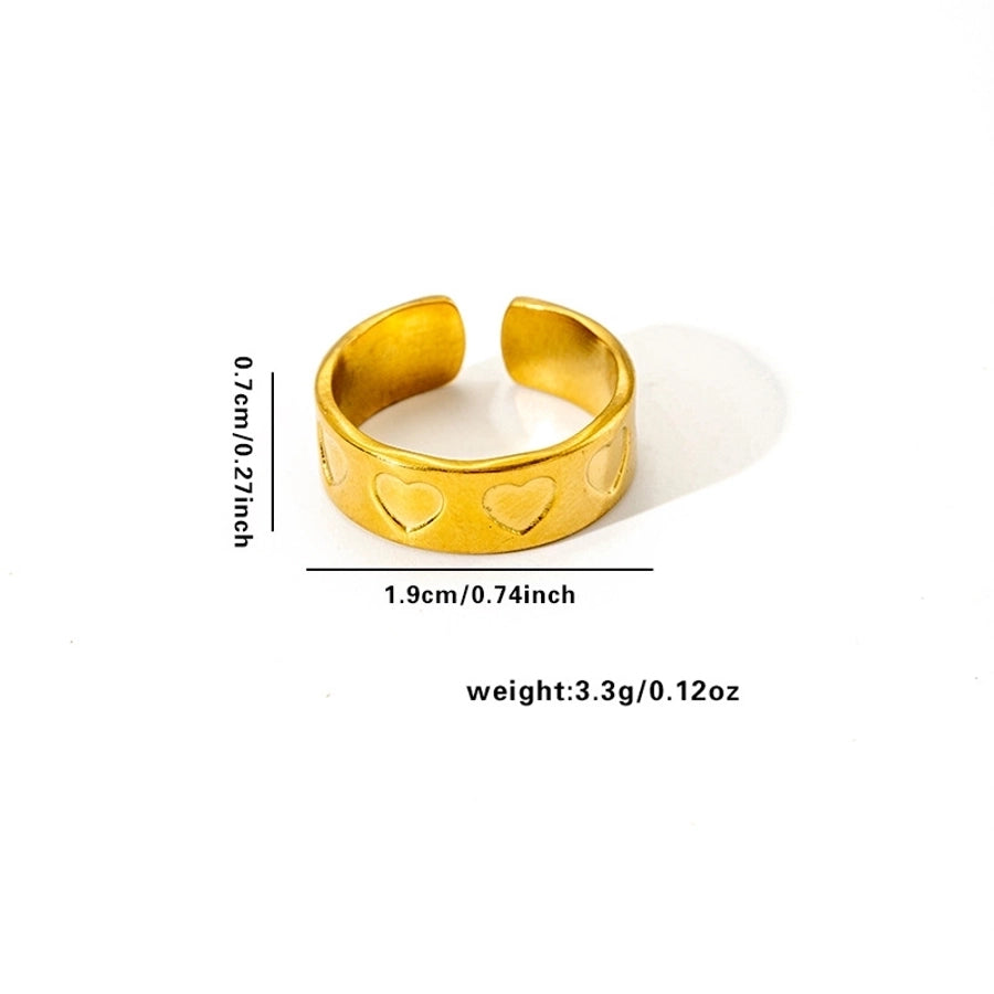 Jewelry Elegant Leaf Heart Shape Flower Titanium Steel Open Rings