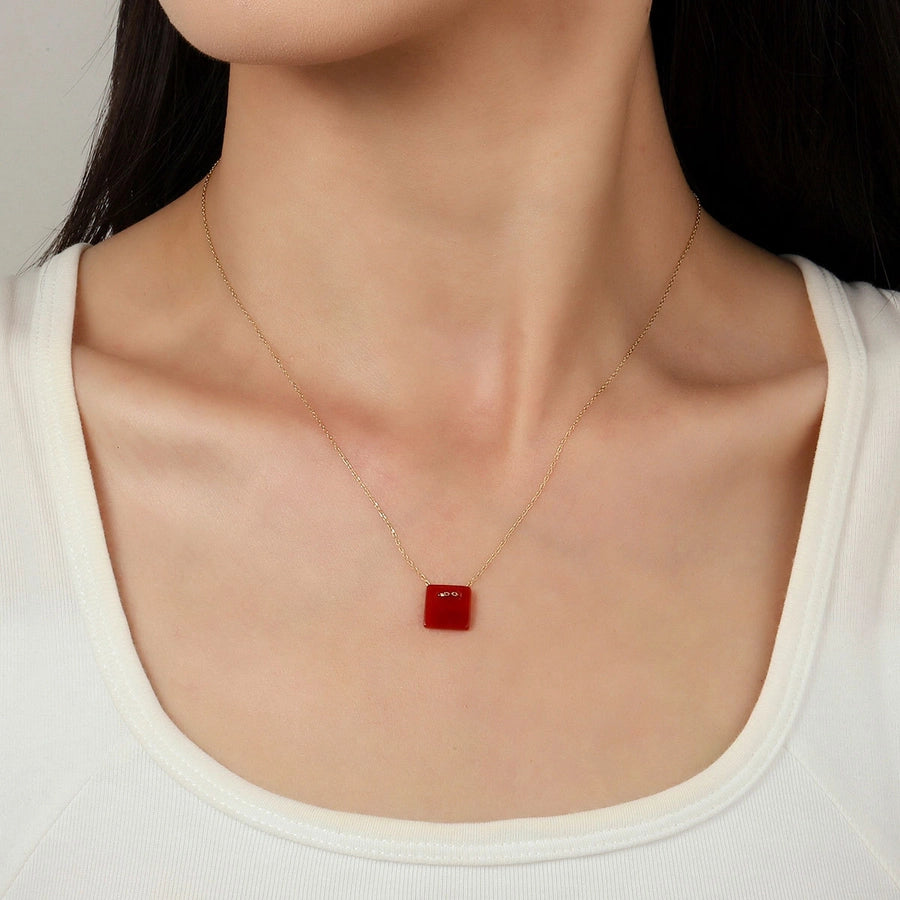 Jewelry Vintage Style French Style Simple Style Geometric Titanium Steel Natural Stone 14K Gold Plated Plating Pendant Necklace