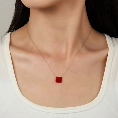 Jewelry Vintage Style French Style Simple Style Geometric Titanium Steel Natural Stone 14K Gold Plated Plating Pendant Necklace