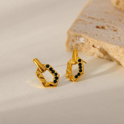 1 Pair Elegant Vintage Style Geometric 304 Stainless Steel Zircon Ear Studs