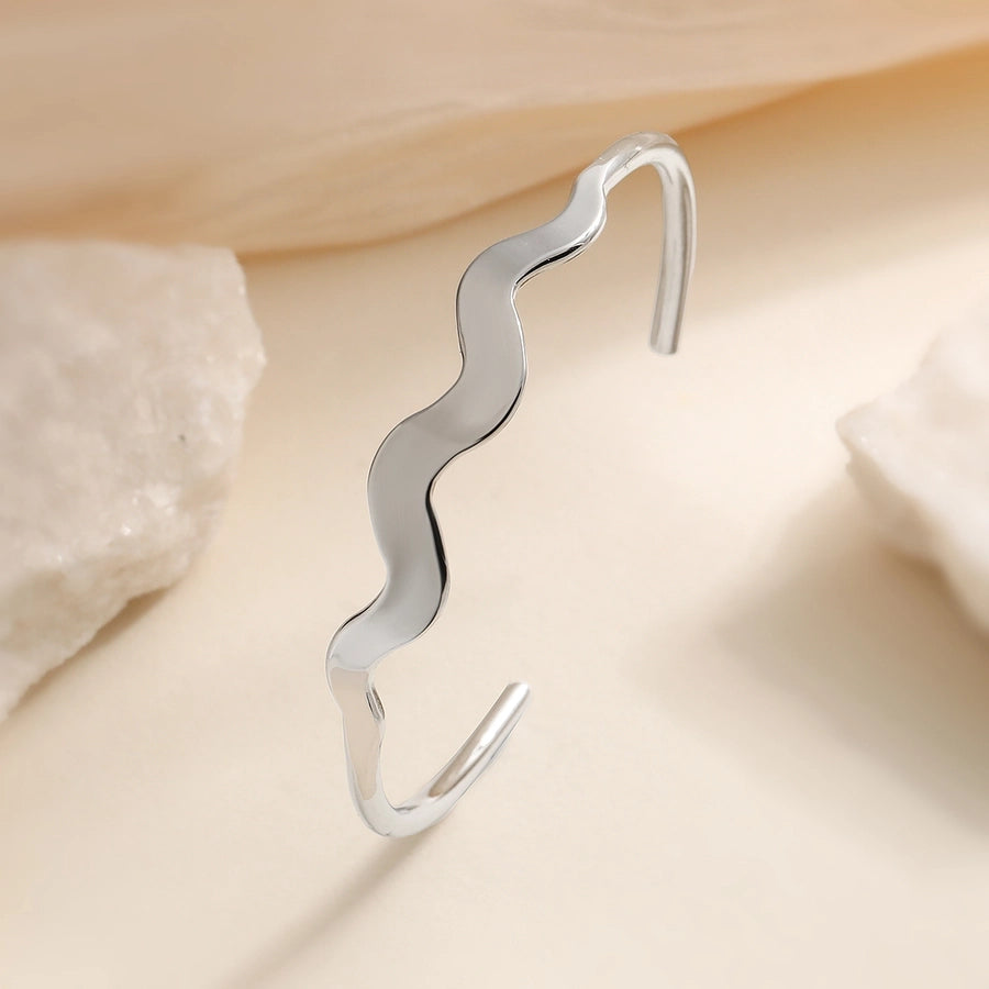 Retro Simple Style Commute Geometric 304 Stainless Steel Cuff Bracelets In Bulk