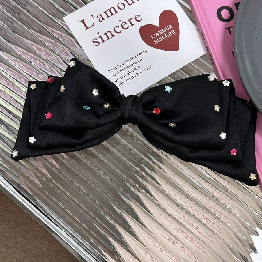 simple style classic style bow knot cloth inlay rhinestones hair clip