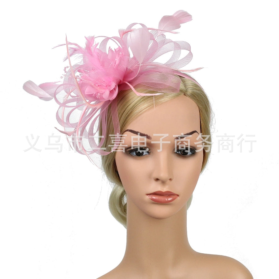 fashion feather bridal mesh top hat accessories hairband