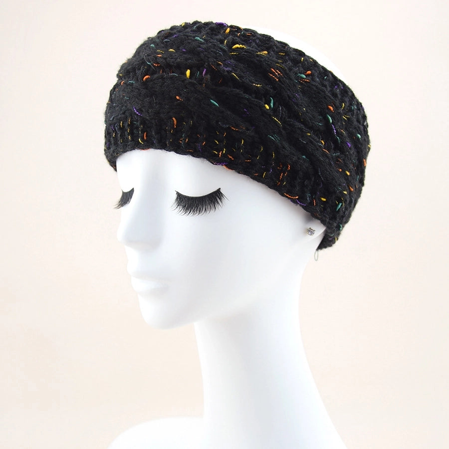 plus velvet knitted hair band wool color dot yarn headband variegated warm hair accessories autumn and winter twist ear protection headband