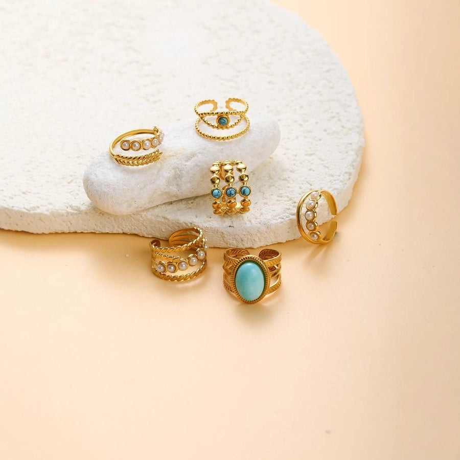 Jewelry Elegant Retro U Shape Oval 304 Stainless Steel Open Rings