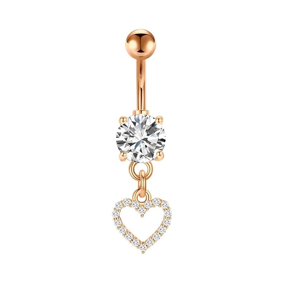 1 Piece 1 Set Belly Rings Simple Style Heart Shape Butterfly 316L Stainless Steel  Inlay Zircon Belly Rings