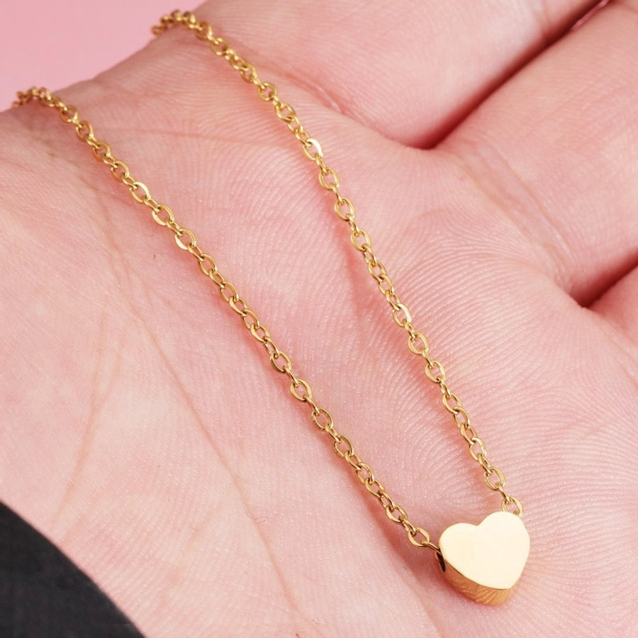 Jewelry IG Style Simple Style Commute Heart Shape 304 Stainless Steel 18K Gold Plated Plating Pendant Necklace