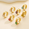 Jewelry Elegant Retro Solid Color 304 Stainless Steel Enamel Open Rings