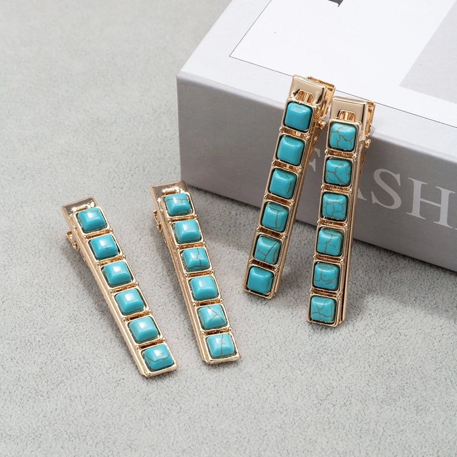 Women's Retro Solid Color Alloy Inlay Turquoise Hair Clip