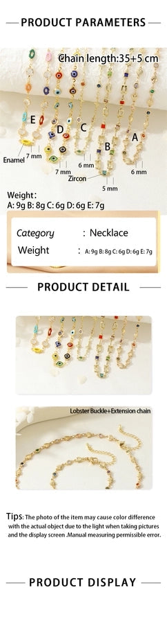 Jewelry IG Style Facial Features Eye  Face Copper Zircon Enamel Inlay Bracelets Necklace