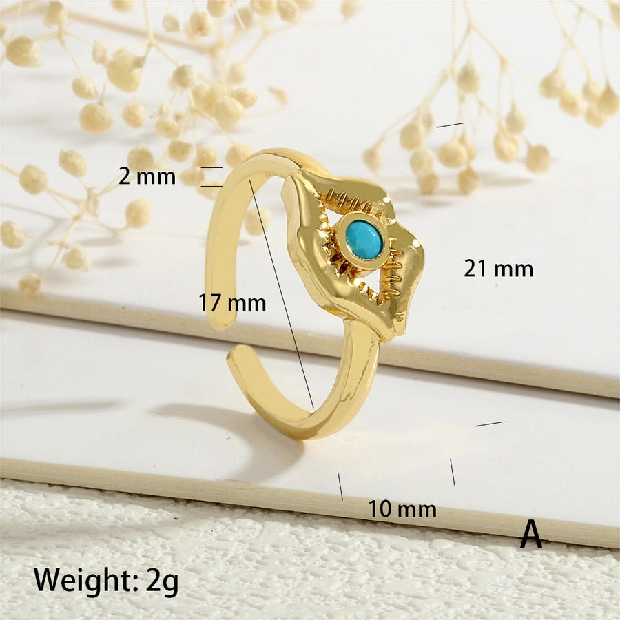 Copper Inlay Lips Devil's Eye Zircon Open Rings