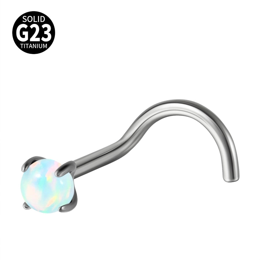 1 Piece Nose Rings & Studs Casual Vacation Round G23 Titanium Alloy Opal Zircon Nose Rings & Studs