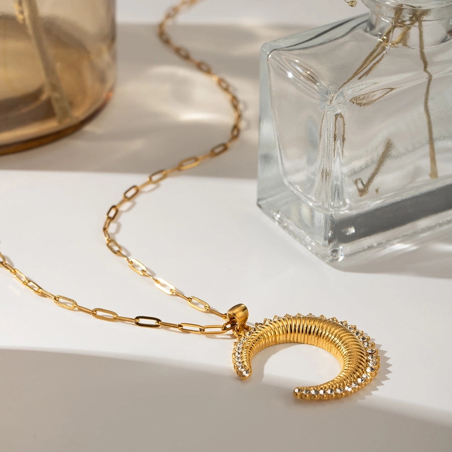 Jewelry Classic Style Moon 304 Stainless Steel Pendant Necklace