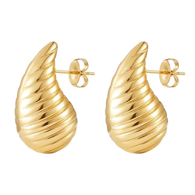 1 Pair Casual Glam Water Droplets Polishing 304 Stainless Steel Steel Gold Plated Ear Studs