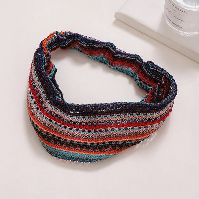 women's casual retro stripe cloth printing hair band