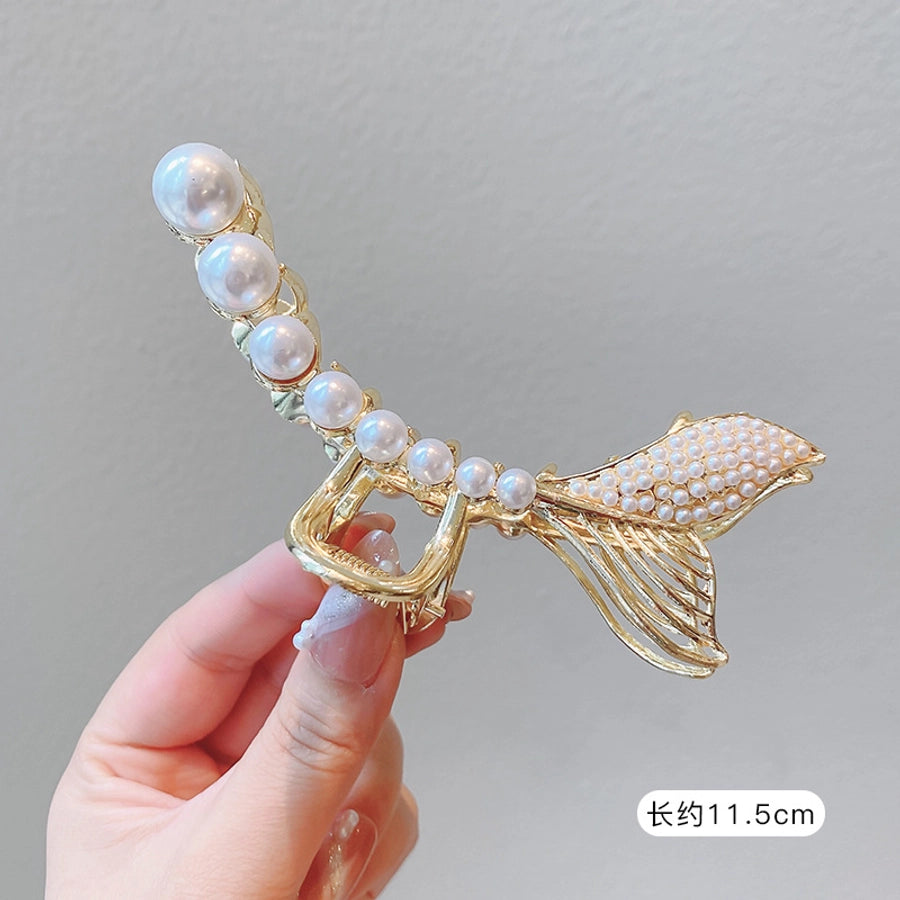 simple style solid color alloy resin hollow out hair claws