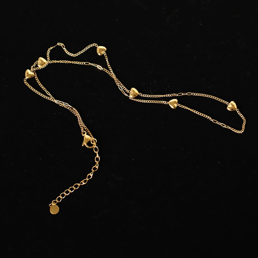 Jewelry IG Style Heart Shape 304 Stainless Steel 18K Gold Plated Necklace