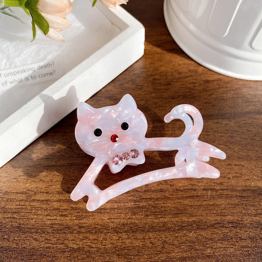 New Cute Cat Acetate Hollow out Grip Sweet Gentle and  Elegant Hair Clip Personalized Hair Accessories Headdress for Women