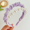 fashion solid color cloth pearl hair band 1 piece