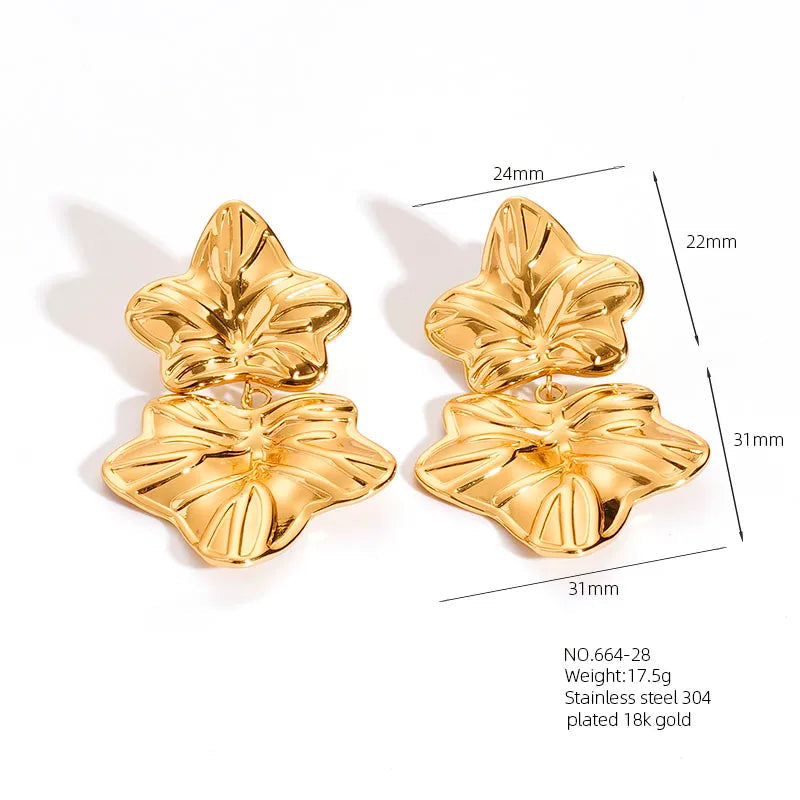 1 Pair Retro French Style Classic Style Geometric Flower 304 Stainless Steel Artificial Pearls 18K Gold Plated Imitation Gold  Ear Studs