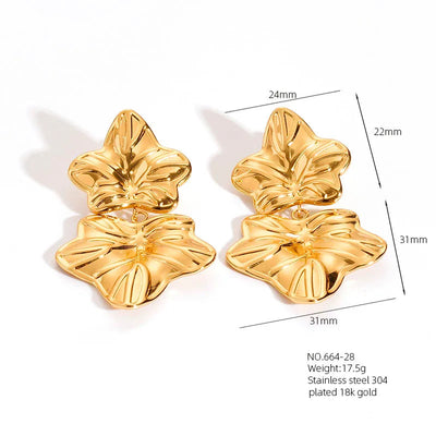 1 Pair Retro French Style Classic Style Geometric Flower 304 Stainless Steel Artificial Pearls 18K Gold Plated Imitation Gold  Ear Studs