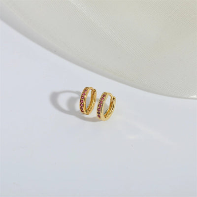 1 Pair Elegant Simple Style Commute Geometric Copper Zircon 14K Gold Plated Earrings