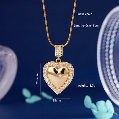 304 Stainless Steel Copper Heart Shape Pendant Necklace